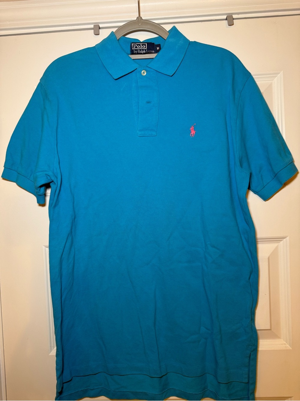 Ralph Lauren Men’s Medium Turquoise Polo with Pink Pony